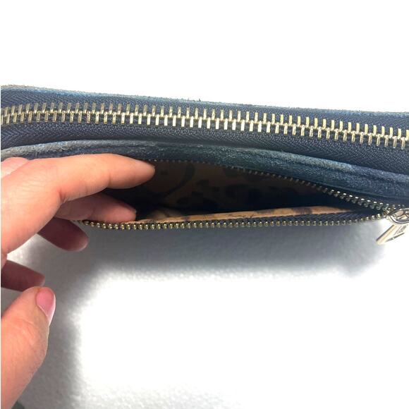 Aimee Kestenberg Denium Patchwork Zip-around Wallet Blue Leather Suede - Picture 7 of 11